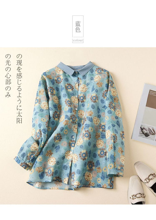 Vintage-Inspired Blue Floral Shirt